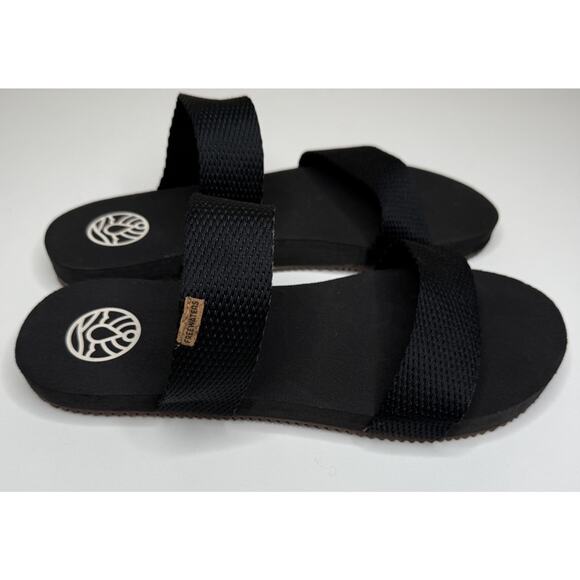 Freewaters Supreem La Jolla Sandals Womens 11 Black Nylon Slip On Beach Slides - Picture 2 of 6